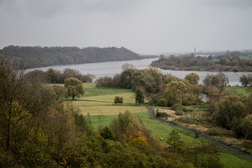 Beautiful river in Poland. Altitude of the village of the  Swiecie, autumn season.