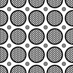 Checkered pattern of black and white circles. Black and white pattern of circles in the mesh. Vector seamless