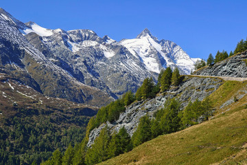 Pasterze glacier next to Grosslockner mountain in Austria
