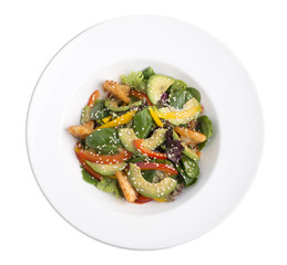 Avocado salad with prawns.