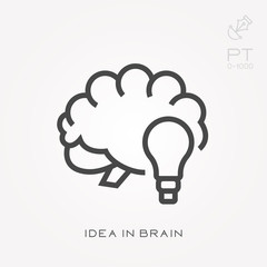 Line icon idea in brain