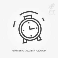 Line icon ringing alarm clock