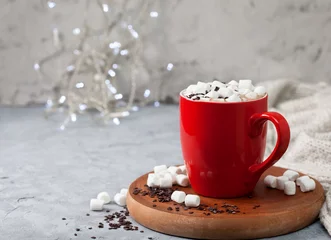 Wall murals Chocolate hot chocolate with marshmallow