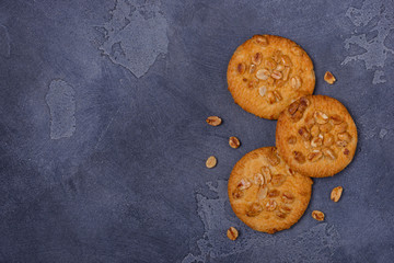 Peanut cookies on stone background