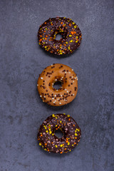 Glazed with chocolate donuts for breakfast