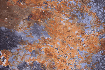 Rust-colored metallic plate with harmed surface