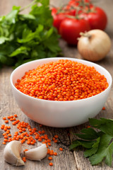 Red lentils and vegetables
