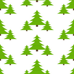 Vector illustration of fir-tree, isolated on white background. Christmas tree seamless pattern in flat style.