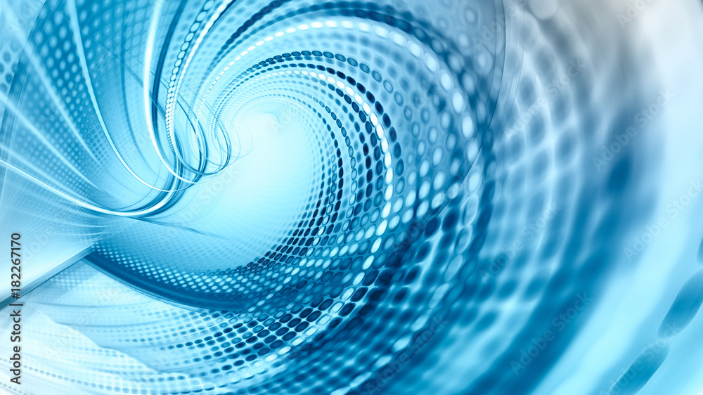 Poster abstract blue background element on white. fractal graphics. three-dimensional composition of glowin
