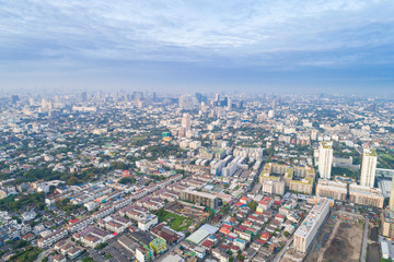 Urban building of Bangkok skyline morning sun rise