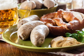 Bavarian breakfast with white sausage