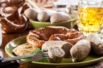 Bavarian breakfast with white sausage