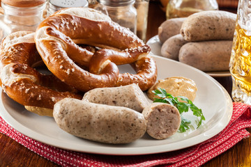Bavarian breakfast with white sausage