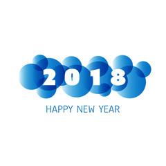 Simple Blue and White New Year Card, Cover or Background Design Template - 2018
