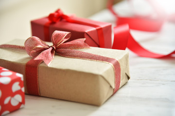 Close up present boxes.