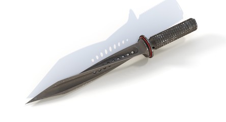 3D rendering - black military knife isolated on white background.