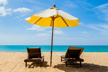 Chairs and umbrellas on a beautiful beach