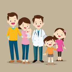 Cute Family with Baby and Doctor