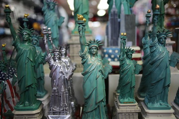 Statue of Liberty Souvenir Statues in a New York City Tourist Shop