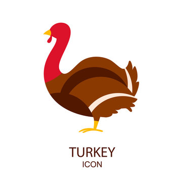 Color turkey icon in flat design. Vector.