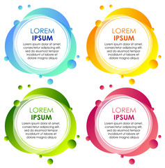 Four badges in different colors