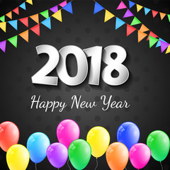 Glossy poster for Happy New Year 2018. Vector.