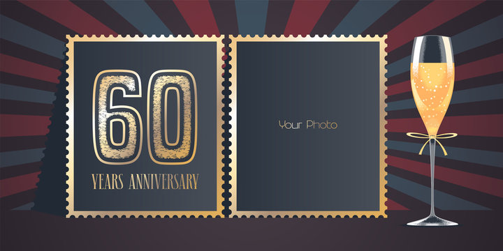 60 years anniversary vector icon, logo