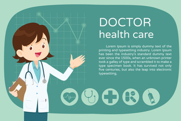 Design Smart female doctor presentation background