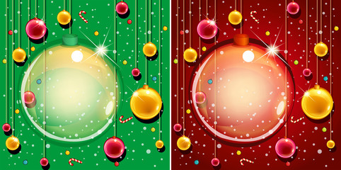 Two background design with christmas ornaments