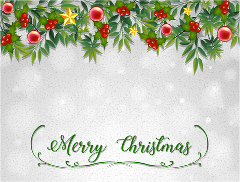 Merry Christmas card template with mistletoes