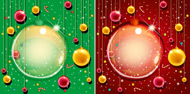 Two background design with christmas ornaments