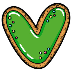 Hand drawn vector gingerbread cookie letter V isolated on white background