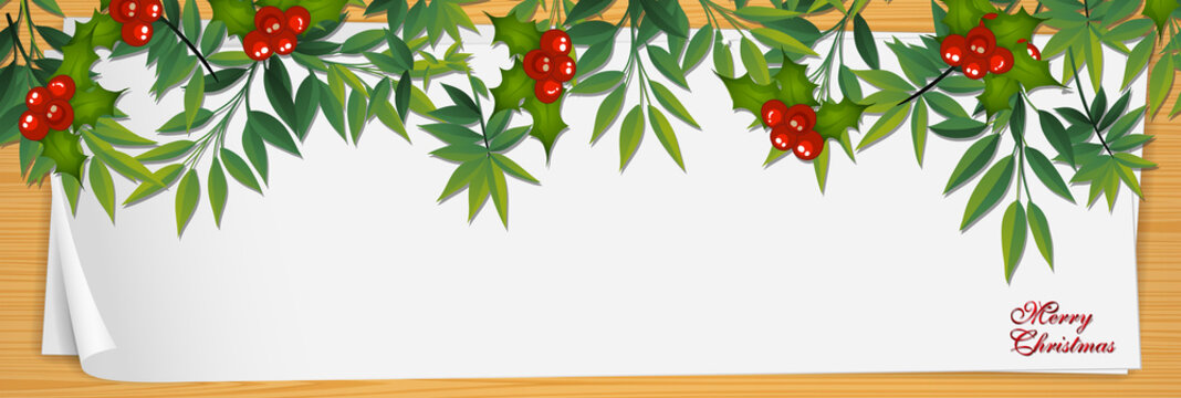 Paper template with mistletoes for christmas
