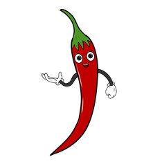 Red Chili Cartoon, a hand drawn vector cartoon illustration of a cartoon chili character