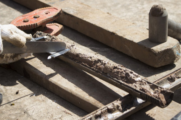 Soil samples were collected from drilling for construction.