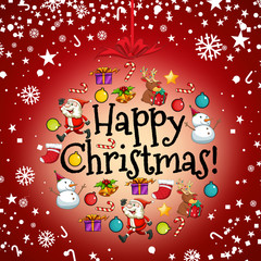 Fototapeta na wymiar Christmas card template with Santa and other ornaments