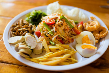 Papaya salad food selection