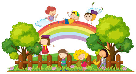 Obraz na płótnie Canvas Happy children playing in the park