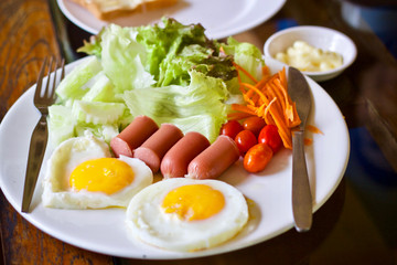 Food breakfast in the morning 