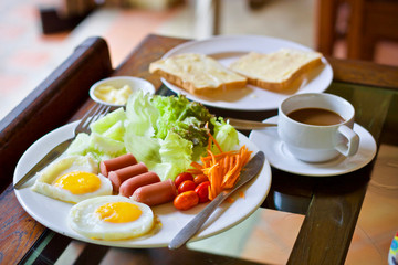 Coffee cup and food breakfast 