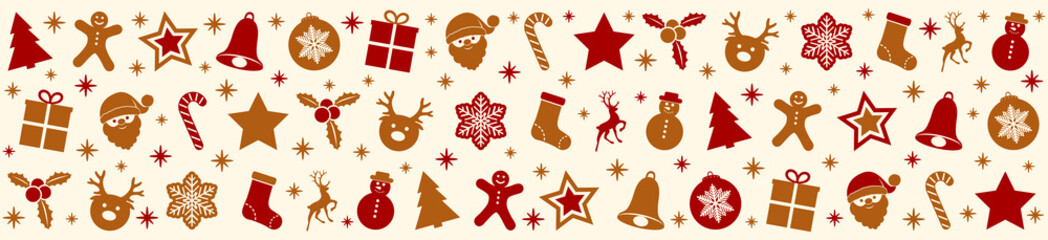 Christmas banner with beautiful ornaments. Vector.