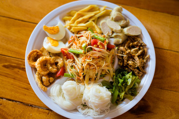 Papaya salad food selection