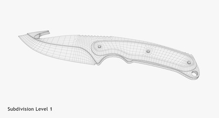3D rendering - wire-frame gut knife isolated on white background.