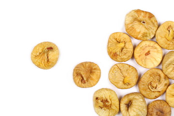 Dry figs isolated on white background, top view