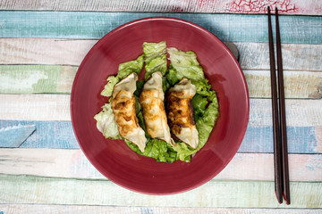 Chinese food Fried dumplings on plate
