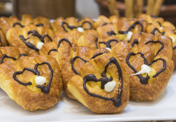 Selction of sweet pastries at a restaurant buffet