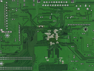 Circuit board. Electronic computer hardware technology. Motherboard digital chip. Tech science background. Integrated communication processor. Information engineering component.  