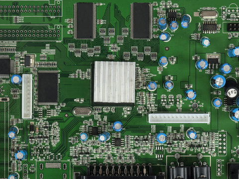 Circuit board. Electronic computer hardware technology. Motherboard digital chip. Tech science background. Integrated communication processor. Information engineering component.  