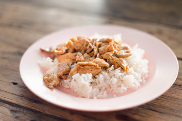 Thai garlic pork fillet slices