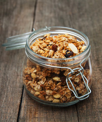 homemade granola in jar
